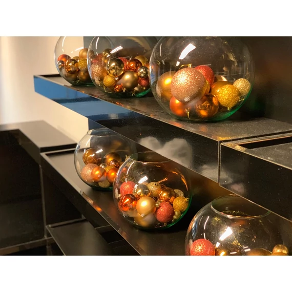 Kép 4/4 - Arany karácsonyi gömbök gömbvázában világítással