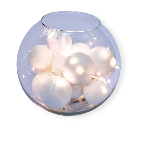 Gömbváza fehér hógömbbel világítással