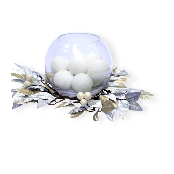 Kép 2/3 - Gömbváza fehér hógömbbel világítással