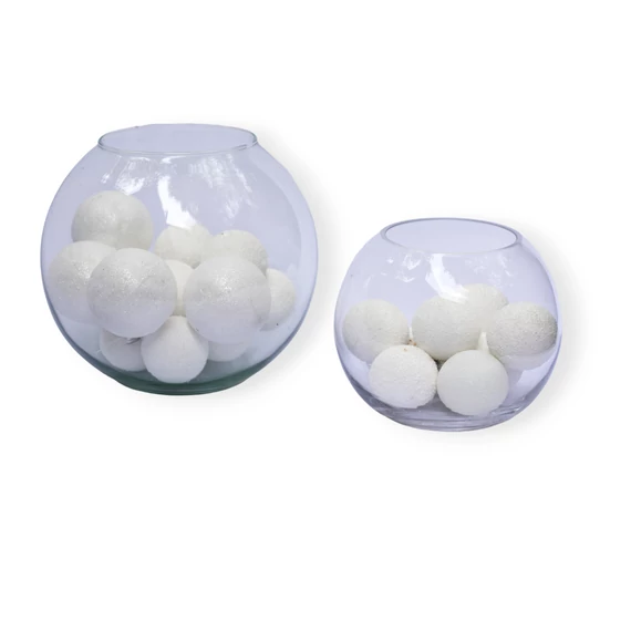 Kép 3/3 - Gömbváza fehér hógömbbel világítással