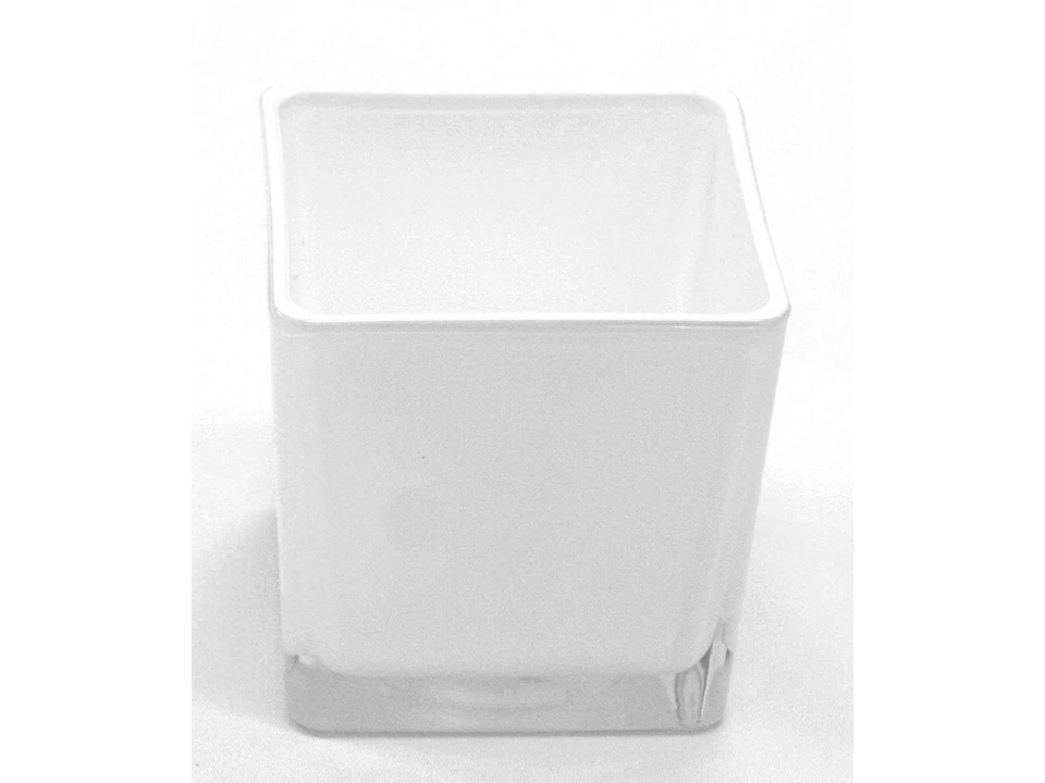 Kocka váza fehér tejüveg