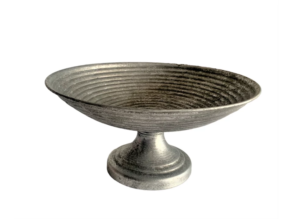 Ezüst vintage fém tál talapas