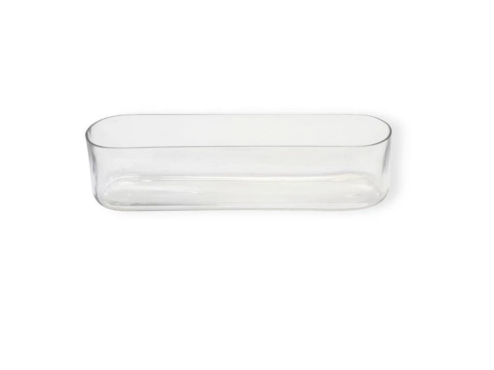 Hosszúkás üveg tál fekvő